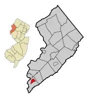 Location of Alpha in Warren County, New Jersey. Inset: Location of Warren County in New Jersey.
