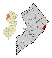 Map of Hackettstown in Warren County. Inset: Location of Warren County in New Jersey.