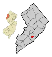 Map of Washington in Warren County. Inset: Location of Warren County in New Jersey.