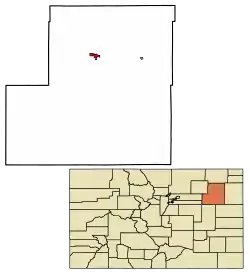 Location of the Town of Akron in Washington County, Colorado.