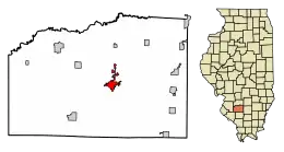 Location of Nashville in Washington County, Illinois