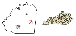 Location of Mackville in Washington County, Kentucky.