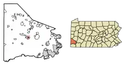 Location of East Washington in Washington County, Pennsylvania.