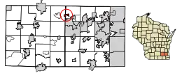 Location of Lac La Belle in Waukesha County, Wisconsin.