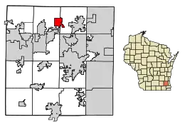 Location of Merton in Waukesha County, Wisconsin.