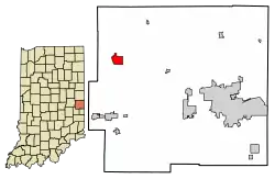 Location of Hagerstown in Wayne County, Indiana.