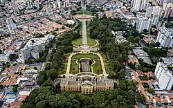 Aerial view of Ipiranga district above Museu do Ipiranga