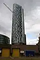 West Tower viewed from ground level
