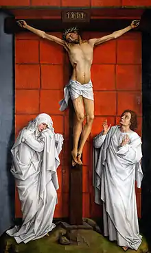 Crucifixion Crucifixion with the Virgin and St. John (1457–1464), oil on oak panel, El Escorial, Madrid