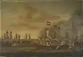 van de Velde's oil painting of the action, based on the previous sketch