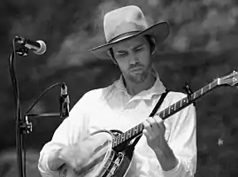 Playing five-string banjoOssipee Valley Music Festival in Hiram, MaineJuly 25, 2014.