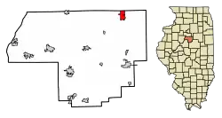 Location of Minonk in Woodford County, Illinois.