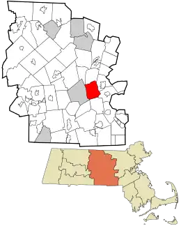 Location in Worcester County and the state of Massachusetts