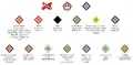 Colour scheme for backing of officers' rank badges as worn on British battledress in World War 2.