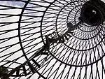 The Shukhov Tower in Polibino, interior view of the lattice hyperboloid structure, in 2009.