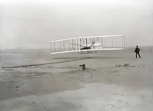 Image 73The first aeroplane, the Wright Flyer, flew on 17 December 1903. (from Human history)