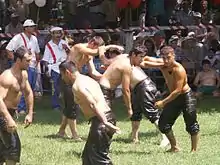 Image 38An Oil wrestling tournament in Istanbul. This has been the national sport of Turkey since Ottoman times. (from Culture of Turkey)