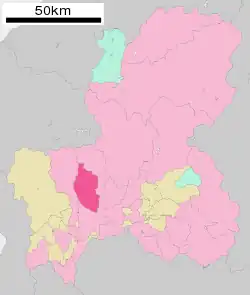 Location of Yamagata in Gifu Prefecture