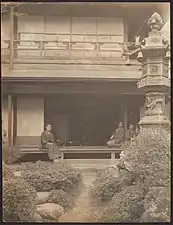 Socializing on an engawa.