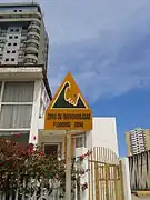 A Tsunami hazard sign (Spanish - English) in Iquique, Chile.