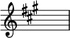 {
\override Score.TimeSignature #'stencil = ##f
\relative c' {
\clef treble \key a \major
s1
} }