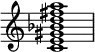 {
\override Score.TimeSignature #'stencil = ##f
\relative c' {
\time 4/4
<c e gis bes d fis a>1
}
}