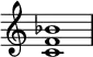{
\override Score.TimeSignature #'stencil = ##f
\relative c' {
\clef treble \time 4/4 <c f bes>1
} }