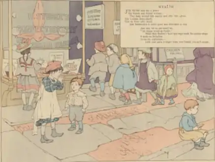 "Wealth" from Children of Our Town, 1902, written by Carolyn Wells and illustrated by Ethel Mars and Maud Hunt Squire