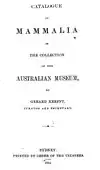 Catalogue of Mammaliain the Collection of the Australian Museum (1864).