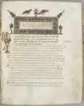 Page of the Gospel Book with Commentaries: Portrait of Mark; 1000–1100; ink, tempera, gold, vellum and leather binding; sheet: 28&nbsp;cm ×&nbsp;23&nbsp;cm (11.0&nbsp;in ×&nbsp;9.1&nbsp;in); Cleveland Museum of Art (Cleveland, Ohio, US)