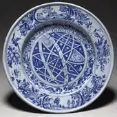 Astrological plate, 44&nbsp;cm, perhaps with birthchart for "Moderata Durant", late 17th century.