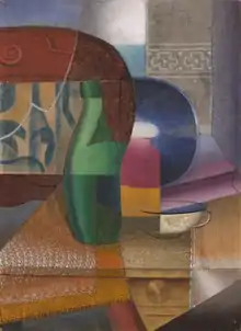 Painting Still Life with Bottle and Cup by Marthe Donas