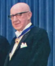 Moley receiving the Presidential Medal of Freedom in 1970.