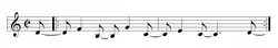 Changüí offbeat guajeo written in cut-time. (Play&nbsp;(help·info))