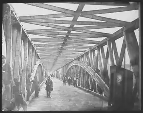 Union troops guarding the Chain Bridge (Potomac River) over the Potomac River to Virginia
